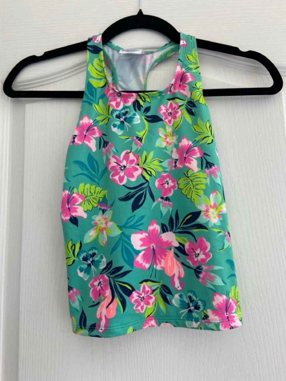 Teal Floral Lands' End Tankini Top – (10S) Girls